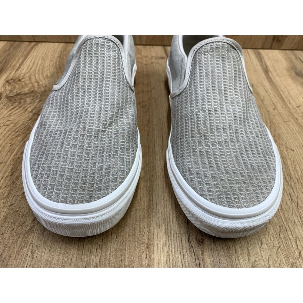 VANS Classic Slip-On (Woven Check) Skate Shoe Size Men's 7.0 Women's 8.5 White - Picture 6 of 12